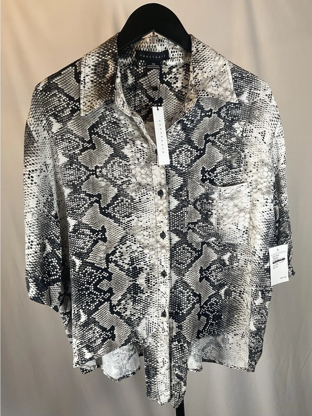Nordstrom Black & White Snake Print Button-Down Shirt